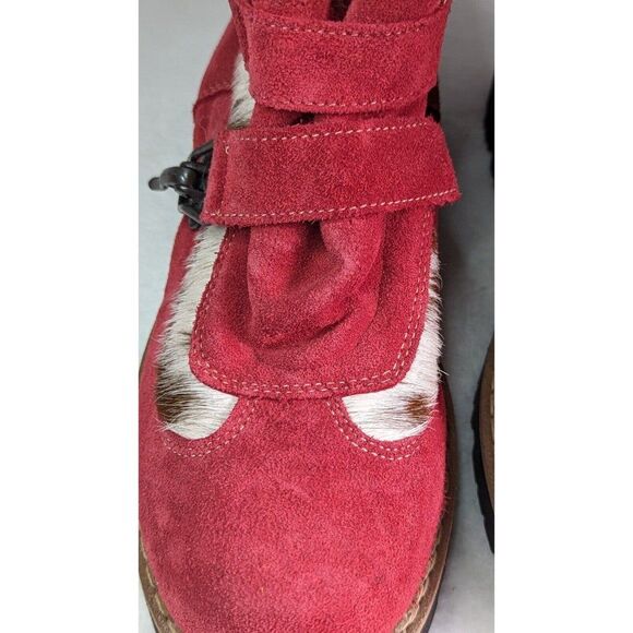 MARTINO of Canada Red ALPINE Leather Boot Womens Sz 9 Brass Metal Buckle Closure - Picture 6 of 12